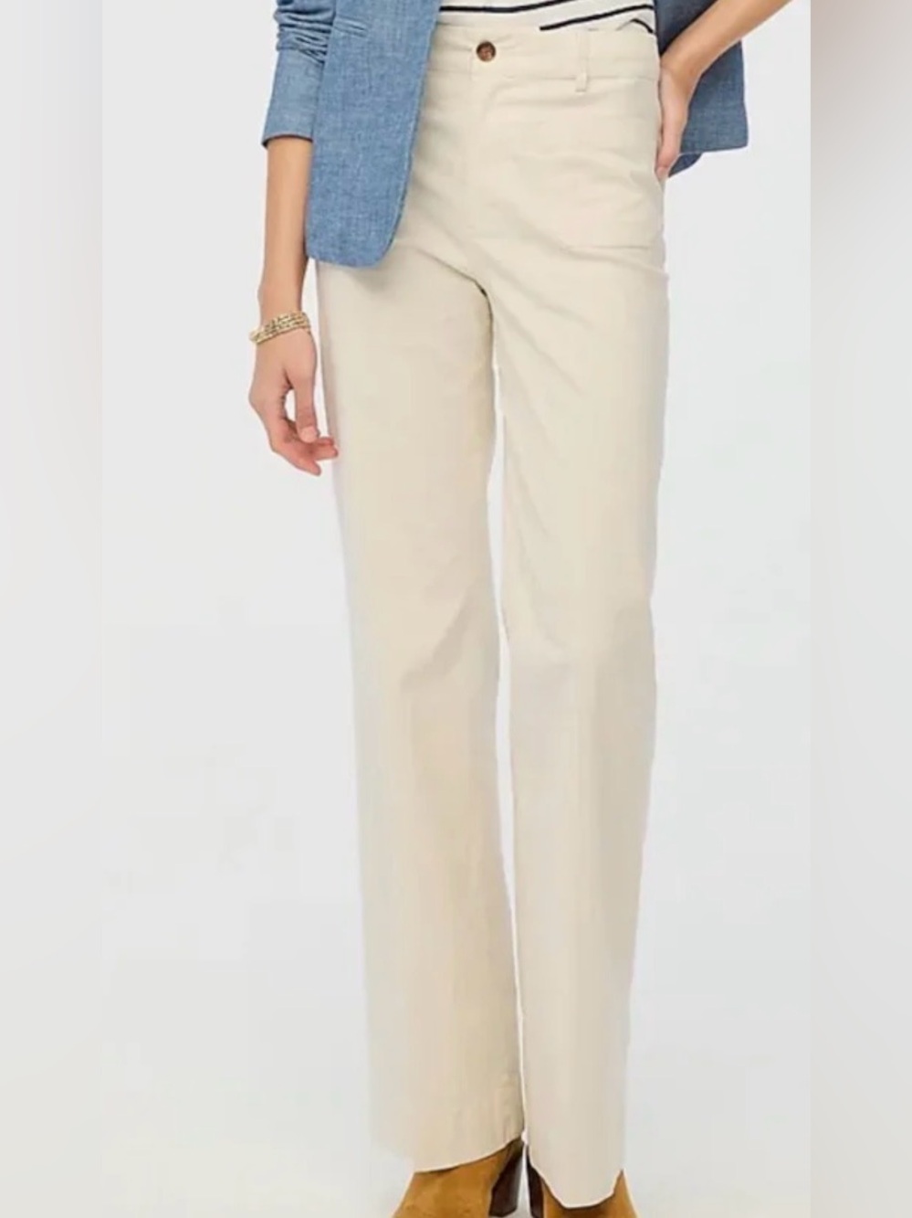 J Crew Lizzie High-Rise Patch-Pocket Wide-Leg Pant Natural